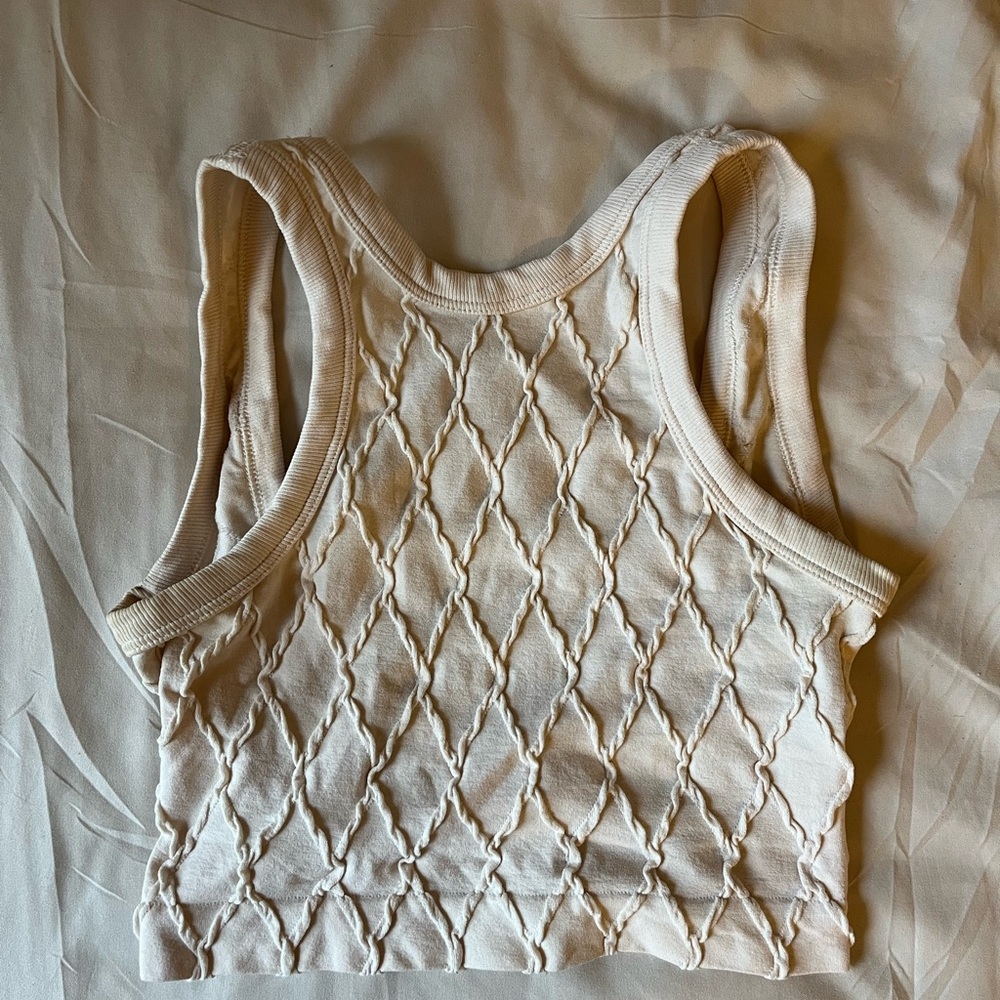 Urban Outfitters Cream Textured Tank Top